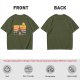 Olive T-Shirt With Retro Sunset Fantasy Castle Graphic