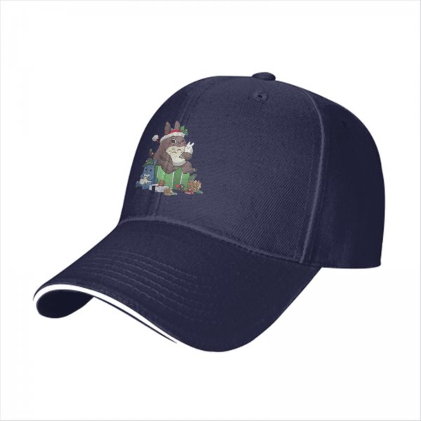 Black Baseball Cap With Christmas Totoro Family Graphic