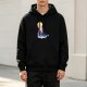 Black Hoodie With Watercolor Moon And Figure Art Print