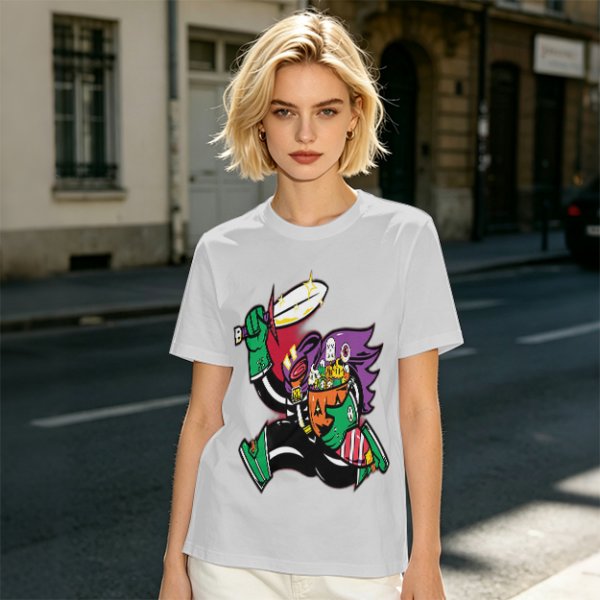 Olive T-shirt with Halloween Jack-o'-lantern Warrior Graphic