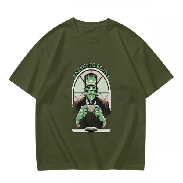 Frankenstein Monster Coffee T-Shirt Energy To Revive