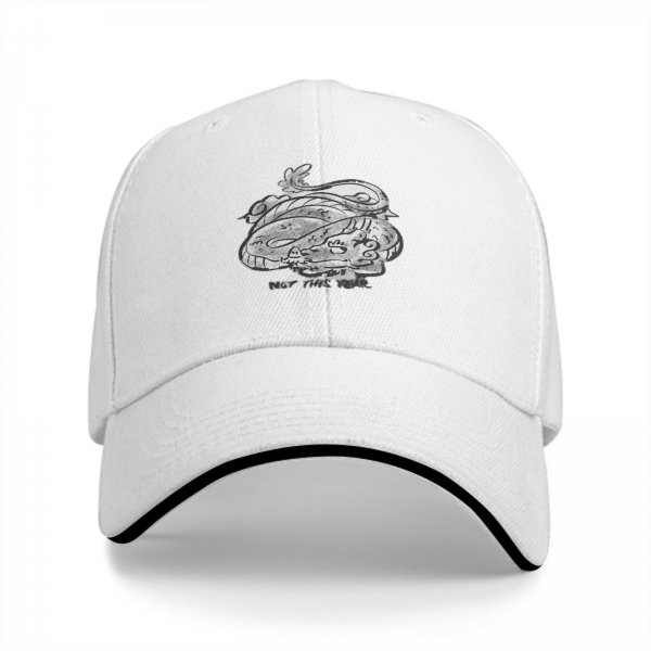 Black Baseball Cap With White Swirling Dragon Artwork
