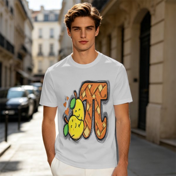 Olive green t-shirt with pear pi pie graphic design