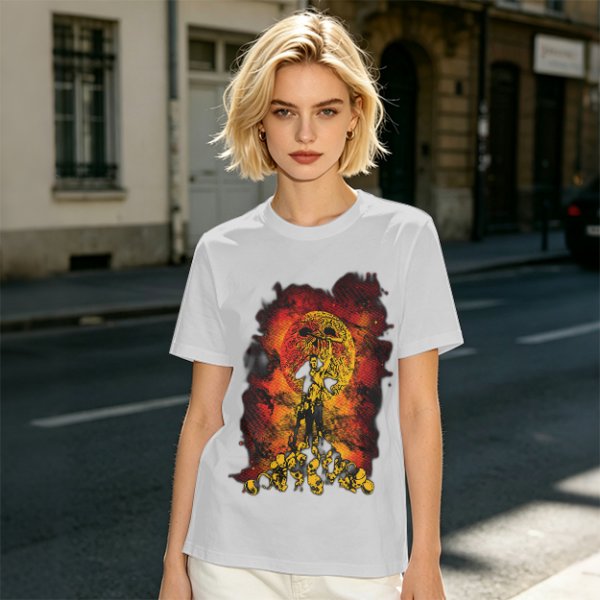 Olive T-Shirt With Fiery Skull Warrior Graphic Print