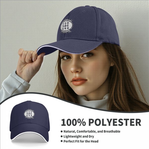 Black Baseball Cap With Manual Transmission Gear Shift Rally Trained Print