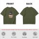 Olive Green T-Shirt With Ninja Cat In Cardboard Box Graphic