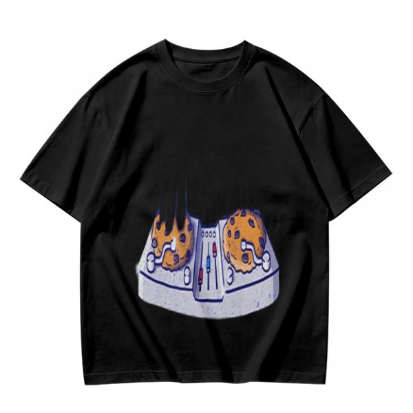 Olive Green T-Shirt With Cookie DJ Mixer Graphic Print