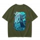 Olive Green T-Shirt With Mystical Ancient Tree Face Print