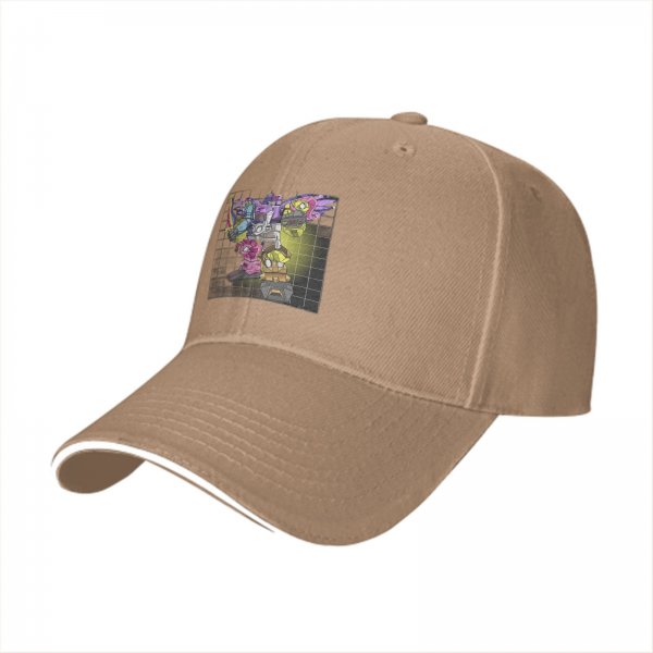 Black Baseball Cap with Robot Pony Mashup Graphic Print