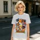 Olive T-Shirt With Cute Sushi Cat Stack Graphic Print