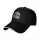 Black Baseball Cap With Whimsical Colorful Artwork Print