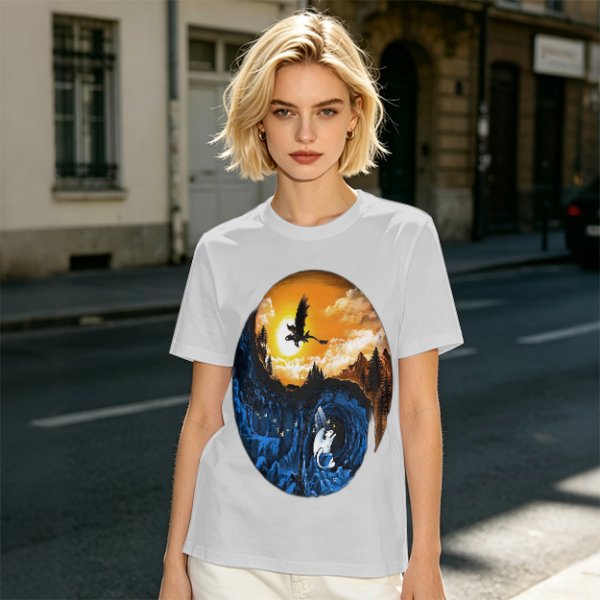 How to Train Your Dragon Night and Light Fury Dragon Scene T-Shirt