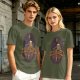 Olive green t-shirt with Skeletor Evil Ale beer graphic