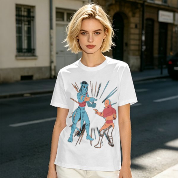 Olive T-shirt with Avatar Na'vi and Aang Pointing Meme Art