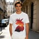 Olive T-Shirt With Fiery Lion Creature Graphic Print