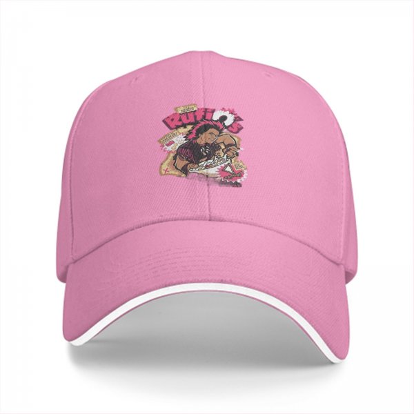 Black baseball cap with retro Rufio graphic print