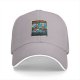 Black baseball cap with Stranger & Hobbs Upside Down Adventures graphic print