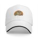 Black baseball cap with a cute frog eating spaghetti graphic