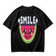 Olive T-Shirt With Cute Watermelon Graphic And Smile Text
