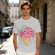 Olive T-Shirt With Cute Melting Pink Ice Cream Cone Graphic