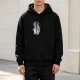 Black hoodie with Totoro holding umbrella graphic