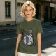 Olive T-Shirt With Cool Cat Wearing Sunglasses Knocking Over Potted Plant
