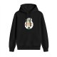 Black hoodie with cartoon pirate swordsman graphic print