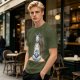 Olive T-Shirt With Meditating Llama Rainbow Graphic