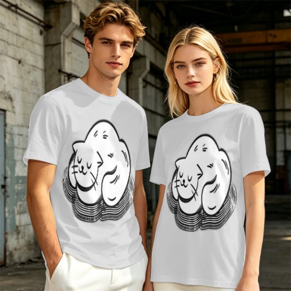 Olive Green T-Shirt With Sleeping Curled Cat Graphic Print