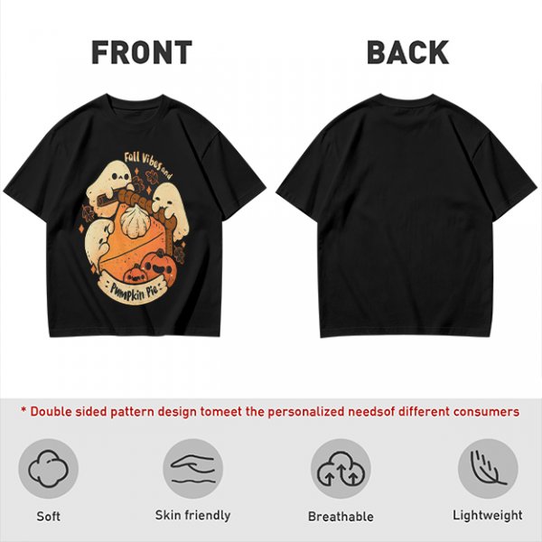 Fall Vibes and Pumpkin Pie Ghost Graphic T-Shirt