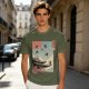 Olive T-Shirt with Ukiyo-e Style Ninja Temple Print