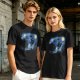 Olive T-Shirt with Starry Night Style Cat Graphic Print