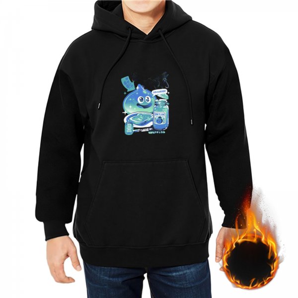 Black hoodie with blue slime and jar graphic print