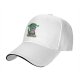 Black baseball cap with a sassy cat graphic and 'I want to behave but there's too many options' text
