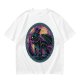 Olive T-Shirt Featuring Stylized Night Dragon In Swirling Oval Art