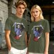 Olive T-Shirt With Skeletor Rock Guitarist Graphic Print