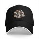 Black baseball cap with cute coffee and cat themed graphic