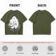 Olive Green T-Shirt With Sleeping Curled Cat Graphic Print
