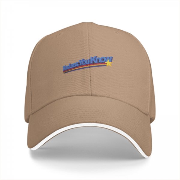 Black baseball cap with 'The Less You Know' retro graphic