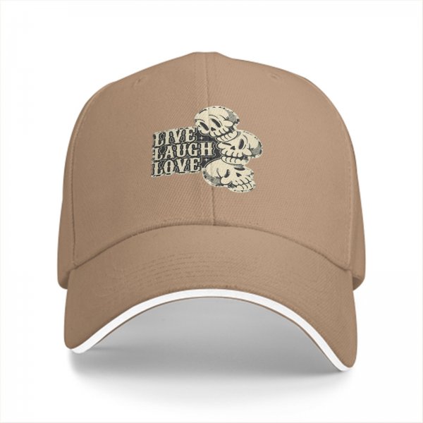 Black Baseball Cap With Live Laugh Love Skull Graphic