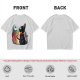 Olive T-shirt with black cat watching moon witch silhouette print