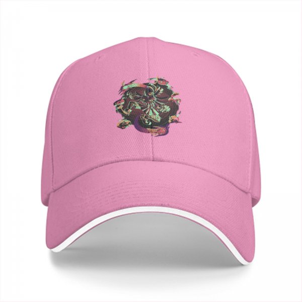 Black Baseball Cap With Psychedelic Skull Snake Graphic