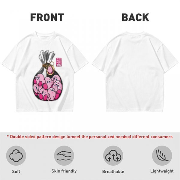 Olive T-Shirt With Cute Kirby Candy Bag Graphic