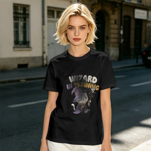 Wizard In Training Cat Graphic Olive T-Shirt