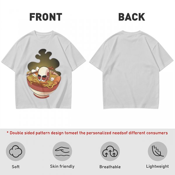 Olive T-Shirt With Skull Ramen Bowl Graphic