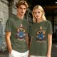 Olive Green T-Shirt with Final Fantasy Black Mage Graphic Print
