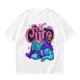 Olive t-shirt with 'Felt Cute' Skeletor graphic print