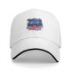 Black baseball cap with psychedelic blue cat graphic design