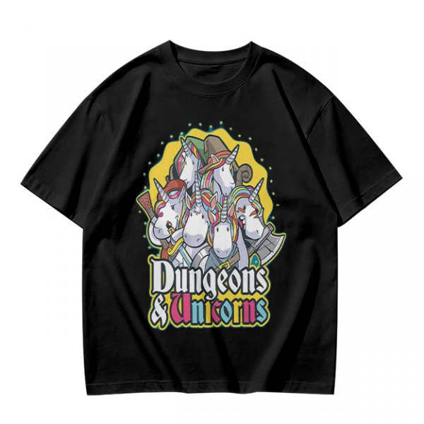 Dungeons and Unicorns Themed Graphic T-Shirt