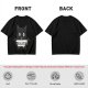 Olive graphic t-shirt with black cat holding 'for a year or two' text